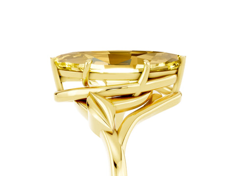 Yellow gold Marquise Cut Yellow Sapphire Solitaire Ring with Twist Band and Four-Prong Setting_29