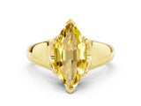 Yellow gold Marquise Cut Yellow Sapphire Solitaire Ring with Wide Band and Prong Setting_24