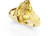 Yellow gold Marquise Cut Yellow Sapphire Solitaire Ring with Wide Band and Prong Setting_25