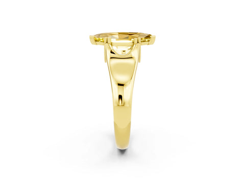 Yellow gold Marquise Cut Yellow Sapphire Solitaire Ring with Wide Band and Prong Setting_26