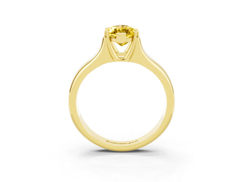 Yellow gold Marquise Cut Yellow Sapphire Solitaire Ring with Wide Band and Prong Setting_27