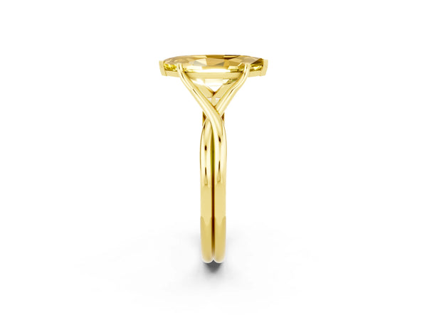 Yellow gold Marquise Cut Yellow Sapphire Solitaire Twist Band Prong Setting Ring