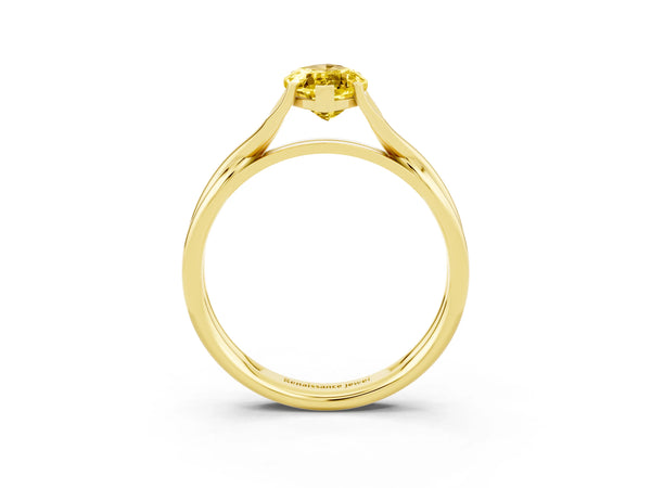 Yellow gold Marquise Cut Yellow Sapphire Solitaire Twist Band Prong Setting Ring