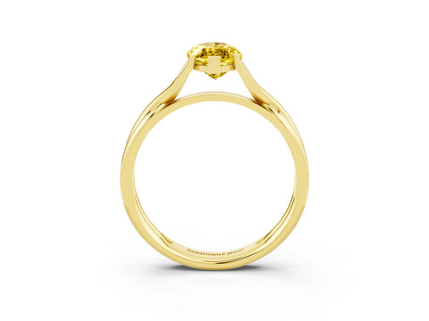 Yellow gold Marquise Cut Yellow Sapphire Solitaire Twist Band Prong Setting Ring_87