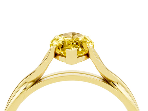 Yellow gold Marquise Cut Yellow Sapphire Solitaire Twist Band Prong Setting Ring_88