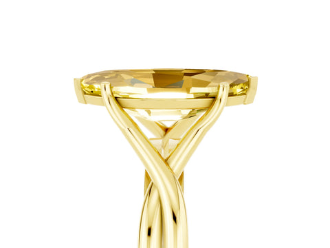 Yellow gold Marquise Cut Yellow Sapphire Solitaire Twist Band Prong Setting Ring_89