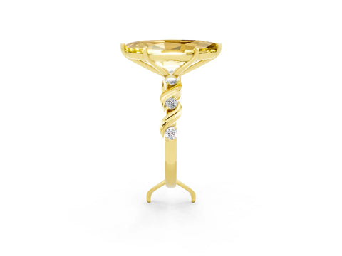 Yellow gold Marquise Cut Yellow Sapphire Solitaire Twisted Band with Round  Accents and Prong Setting_14
