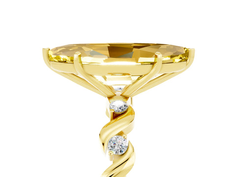 Yellow gold Marquise Cut Yellow Sapphire Solitaire Twisted Band with Round  Accents and Prong Setting_17