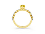 Yellow gold Marquise Cut Yellow Sapphire Solitaire with Side Stones on a Pavé Band and Four-Prong Setting_27