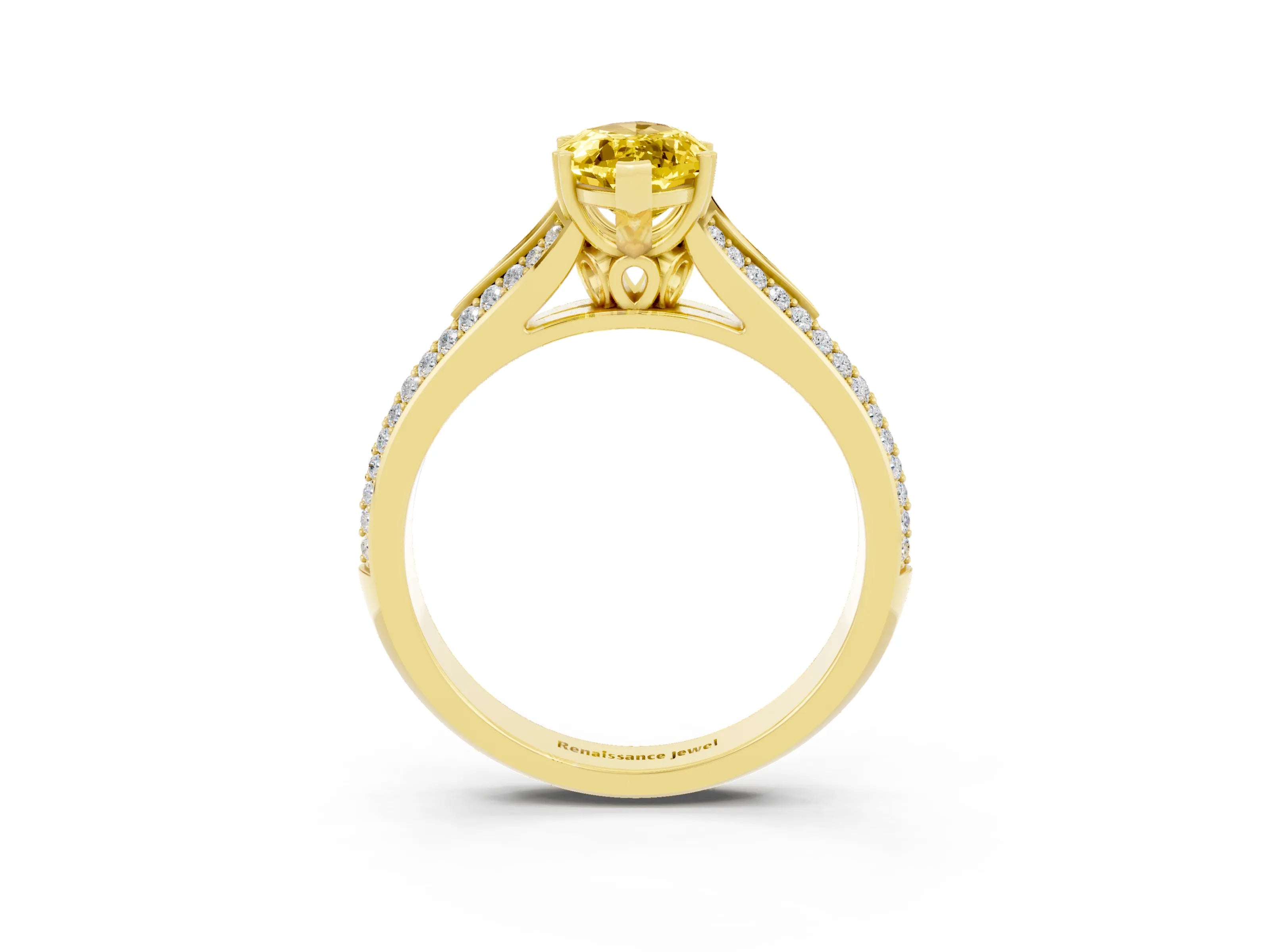 Yellow gold Marquise Cut Yellow Sapphire Split Shank Engagement Ring with Pavé Band_27
