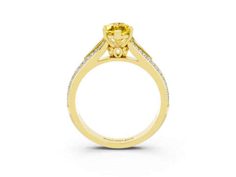 Yellow gold Marquise Cut Yellow Sapphire Split Shank Engagement Ring with Pavé Band_27