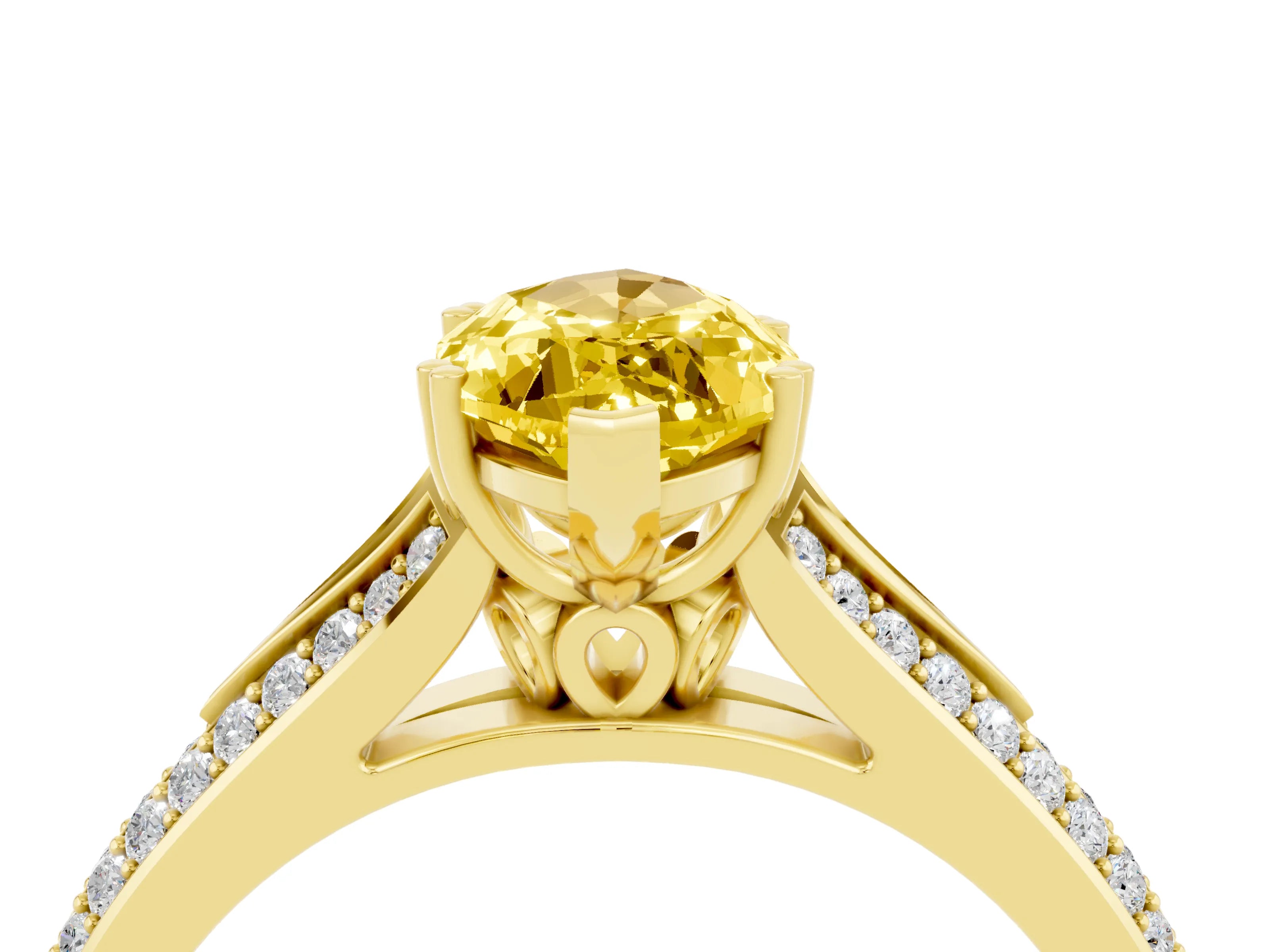 Yellow gold Marquise Cut Yellow Sapphire Split Shank Engagement Ring with Pavé Band_28