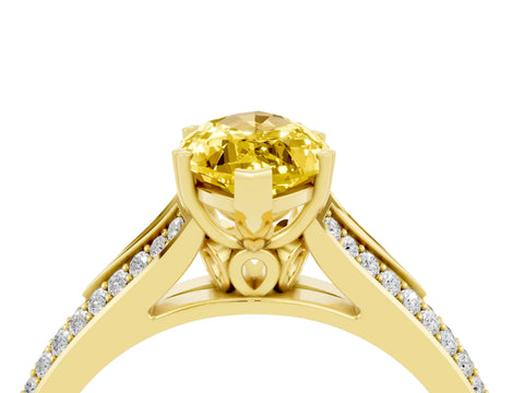 Yellow gold Marquise Cut Yellow Sapphire Split Shank Engagement Ring with Pavé Band_28