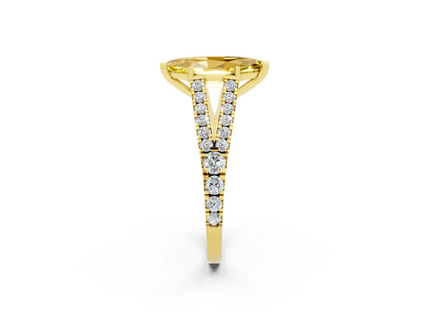 Yellow gold Marquise Cut Yellow Sapphire Split Shank Pavé Engagement Ring with Four-Prong Setting_14
