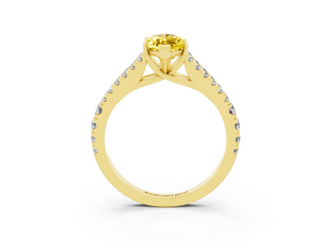 Yellow gold Marquise Cut Yellow Sapphire Split Shank Pavé Engagement Ring with Four-Prong Setting_15