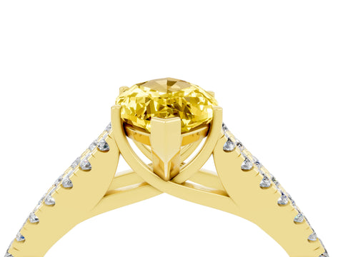 Yellow gold Marquise Cut Yellow Sapphire Split Shank Pavé Engagement Ring with Four-Prong Setting_16