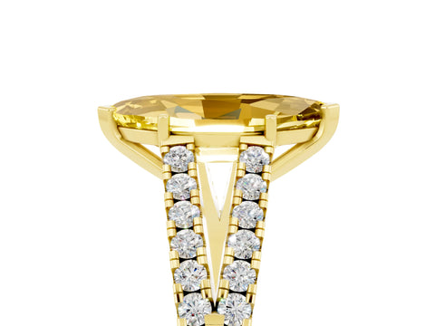 Yellow gold Marquise Cut Yellow Sapphire Split Shank Pavé Engagement Ring with Four-Prong Setting_17