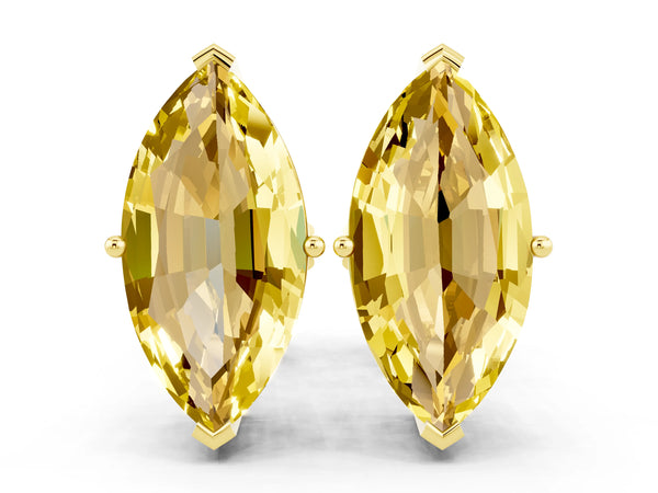 Yellow gold Marquise Cut Yellow Sapphire Stud Earrings