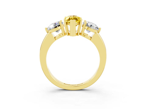 Yellow gold Marquise Cut Yellow Sapphire Three-Stone Ring with Prong Setting and Classic Band_3