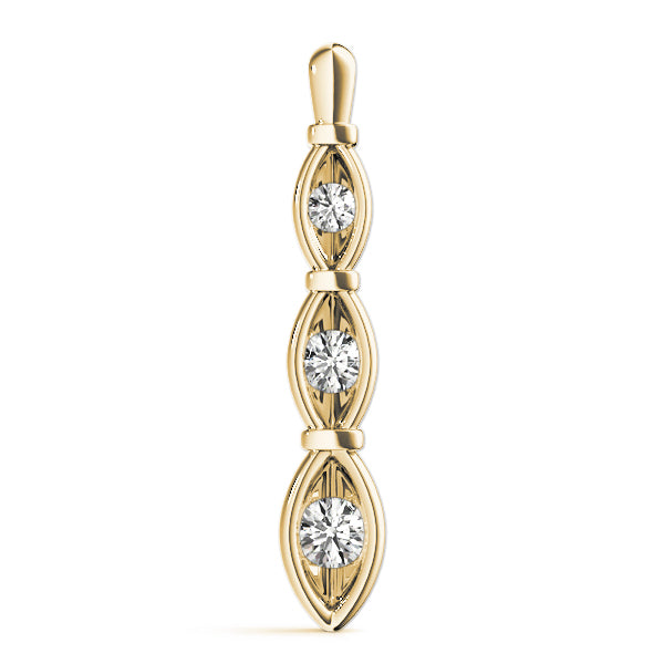 Yellow gold Marquise Diamond Bar Pendant with Bezel Setting 1