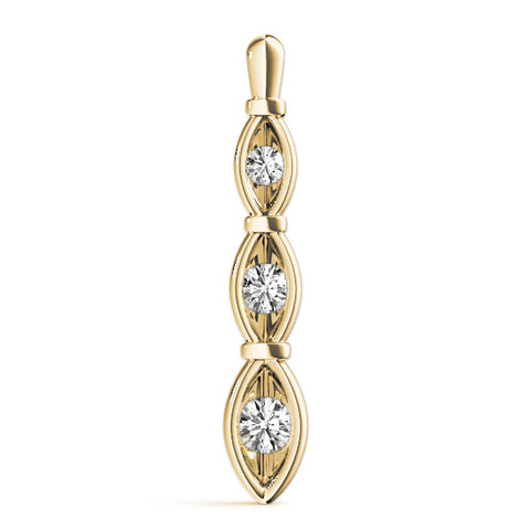 Yellow gold Marquise Diamond Bar Pendant with Bezel Setting 1