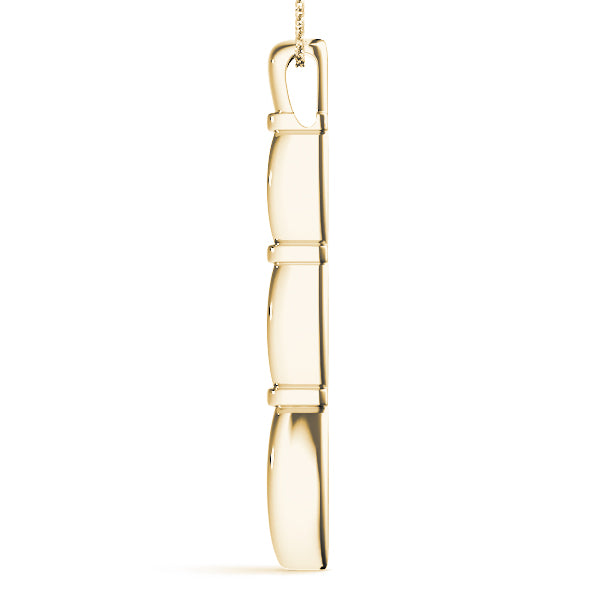 Yellow gold Marquise Diamond Bar Pendant with Bezel Setting 2