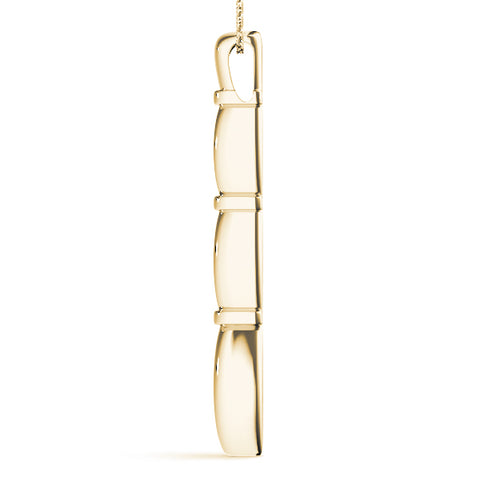 Yellow gold Marquise Diamond Bar Pendant with Bezel Setting 2