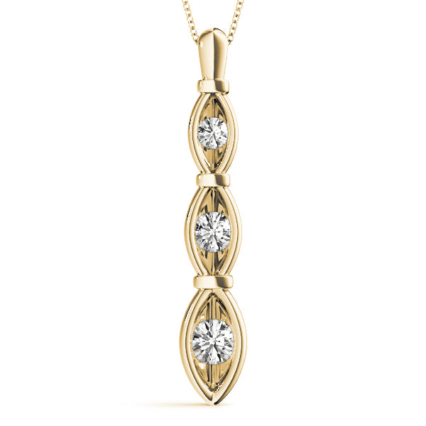 Yellow gold Marquise Diamond Bar Pendant with Bezel Setting