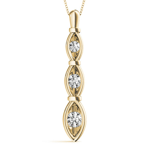 Yellow gold Marquise Diamond Bar Pendant with Bezel Setting