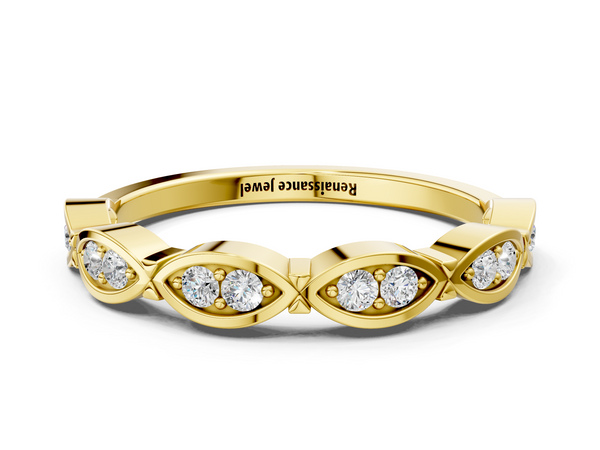 Yellow gold Marquise Diamond Bezel Set Eternity Band
