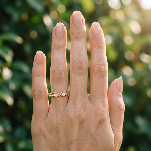 Yellow gold Marquise Diamond Bezel Set Eternity Band