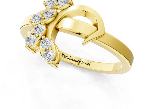 Yellow gold Marquise Diamond Cluster Bypass Ring with Prong Setting