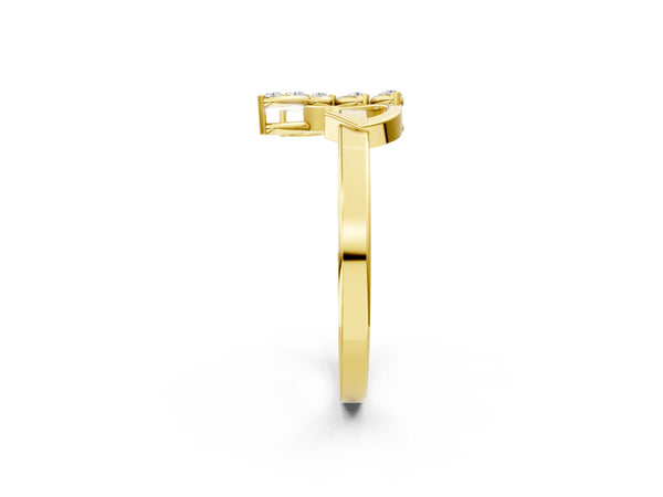 Yellow gold Marquise Diamond Cluster Bypass Ring with Prong Setting