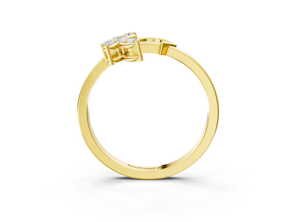 Yellow gold Marquise Diamond Cluster Bypass Ring with Prong Setting