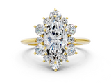 Yellow gold Marquise Diamond Cluster Halo Ring with Solitaire Band and Four-Prong Setting_20