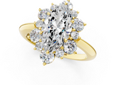 Yellow gold Marquise Diamond Cluster Halo Ring with Solitaire Band and Four-Prong Setting_21