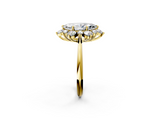 Yellow gold Marquise Diamond Cluster Halo Ring with Solitaire Band and Four-Prong Setting_22