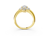 Yellow gold Marquise Diamond Cluster Halo Ring with Solitaire Band and Four-Prong Setting_23