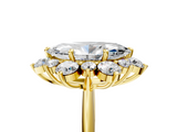 Yellow gold Marquise Diamond Cluster Halo Ring with Solitaire Band and Four-Prong Setting_25