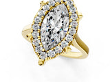Yellow gold Marquise Diamond Cluster Halo Solitaire with Four-Prong Setting_78