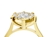 Yellow gold Marquise Diamond Cluster Halo Solitaire with Four-Prong Setting_81