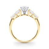 18K Yellow Gold 4.02 Carat D VVS2 Marquise Diamond Cluster Leaf Design Ring with Prong Setting