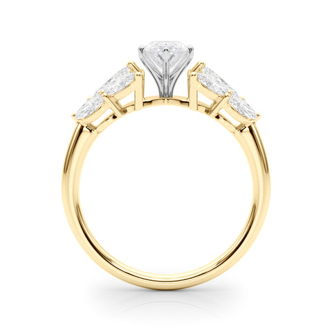 Yellow gold Marquise Diamond Cluster Leaf Design Ring with Prong Setting 2