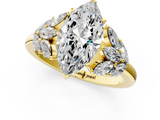Yellow gold Marquise Diamond Cluster Leaf Design Ring with Prong Setting_96