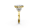 Yellow gold Marquise Diamond Cluster Leaf Design Ring with Prong Setting_97