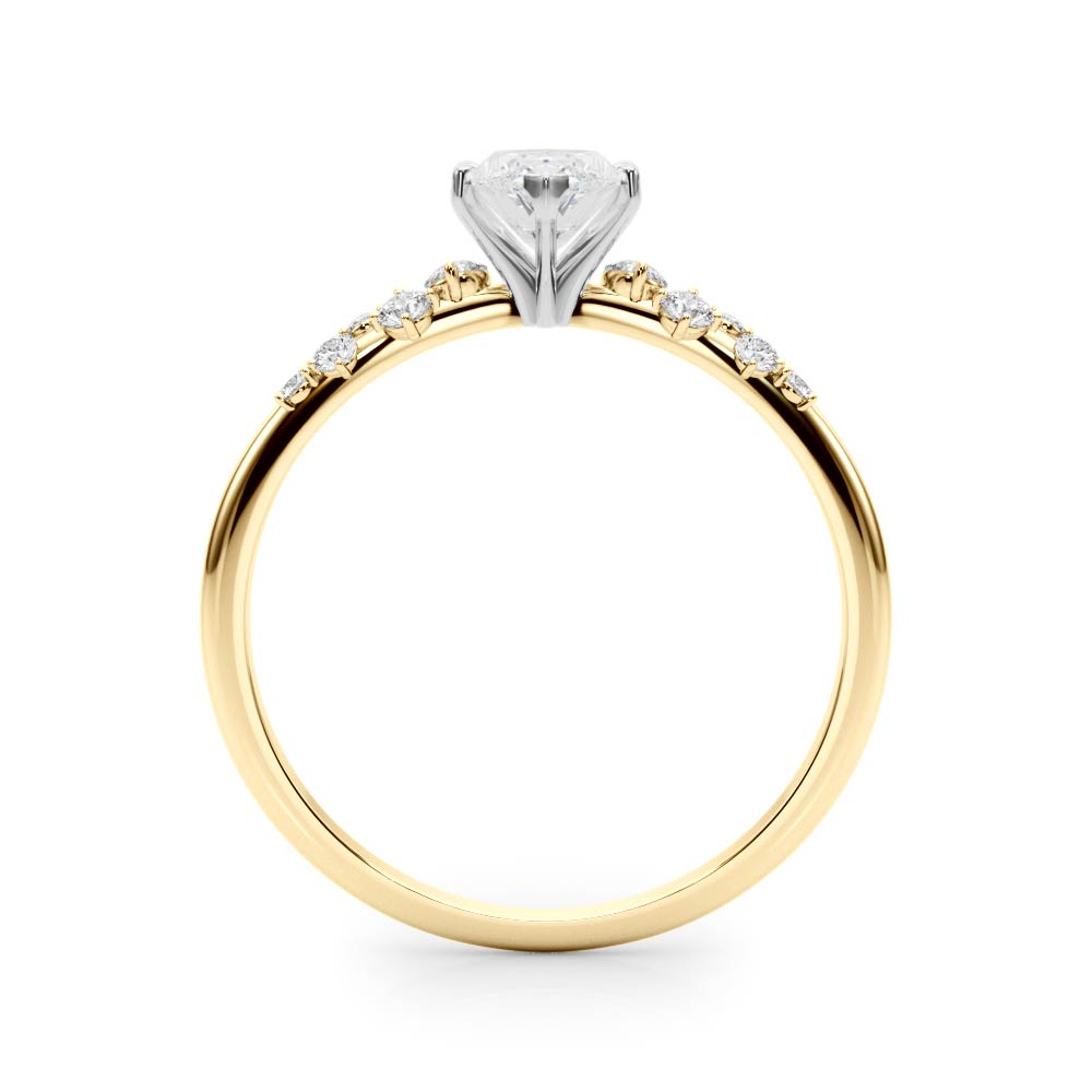 Yellow gold Marquise Diamond Cluster Prong-Set Solitaire Ring 2