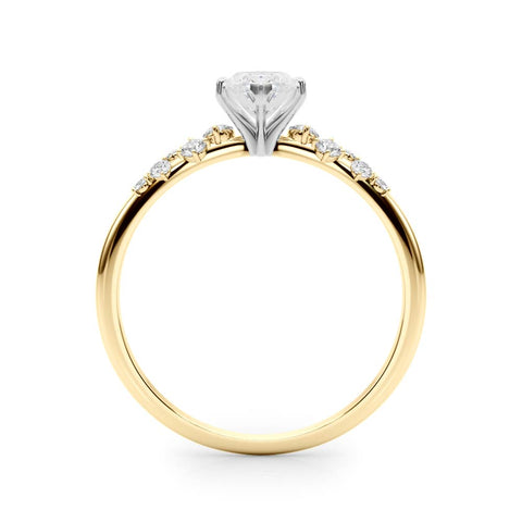 Yellow gold Marquise Diamond Cluster Prong-Set Solitaire Ring 2