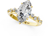 Yellow gold Marquise Diamond Cluster Prong-Set Solitaire Ring_79