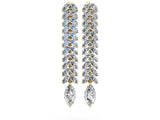 Yellow gold Marquise Diamond Double Row Dangle Earrings_12