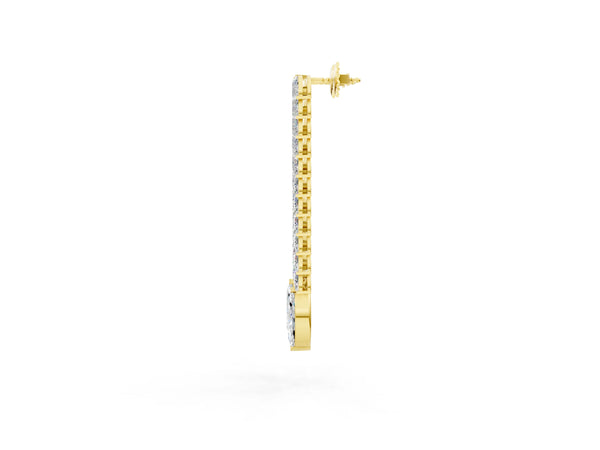 Yellow gold Marquise Diamond Double Row Dangle Earrings